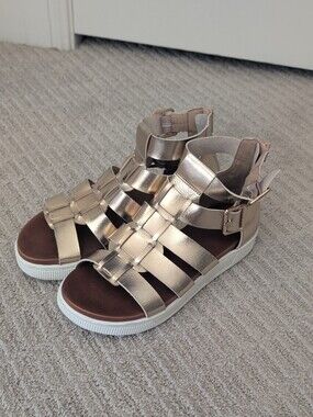 Metallic Copper Gold Strappy Gladiator Sandals 7.5